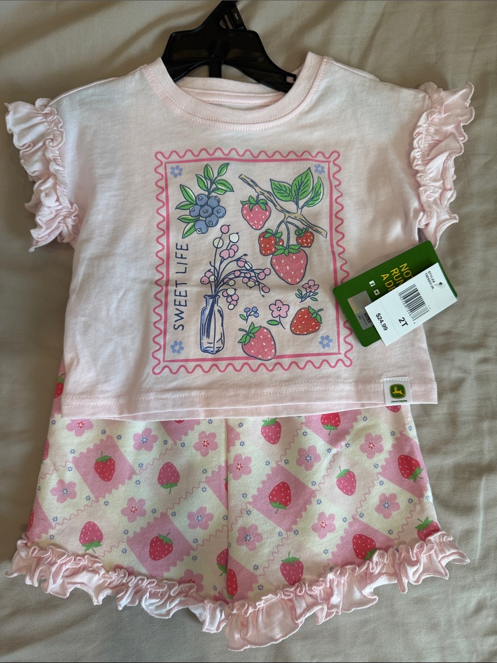 John Deere Pink Strawberry Sweet Life Girls Matching Set